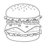 coloriage Les ingrédients du hamburger pour enfants