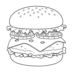 coloriage Les ingrédients du hamburger pour enfants