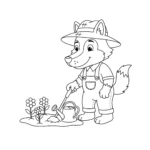 coloriage Loup jardinier pour bebe a imprimer