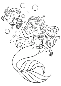 coloriage ariel la petite sirène pour bebe a imprimer