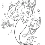 coloriage ariel la petite sirène à imprimer kawaii