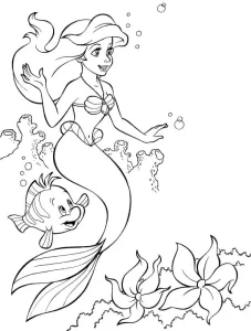 coloriage ariel la petite sirène pour enfant de 3 ans
