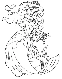 coloriage ariel la petite sirène pour enfant de 4 ans