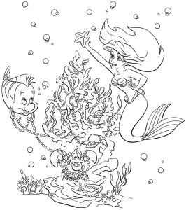 coloriage ariel la petite sirène pour enfant à imprimer
