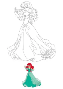 coloriage ariel la petite sirène et apprentissage