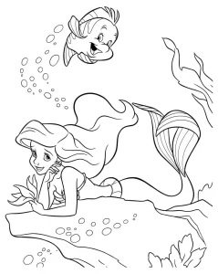coloriage ariel la petite sirène a colorier en ligne