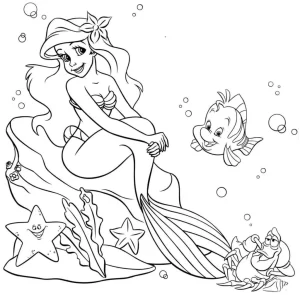 coloriage ariel la petite sirène a imprimer gratuitement