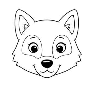 coloriage un gros plan du visage d’un loup pour enfant de 4 ans
