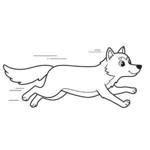 coloriage un loup qui court a imprimer gratuitement