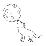 coloriage un loup solitaire hurlant à une grande lune ronde a imprimer gratuit