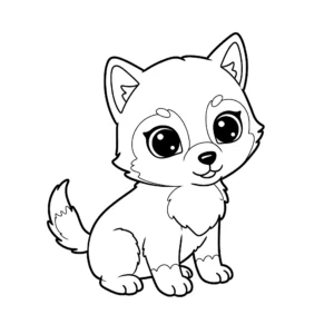 coloriage un mignon bébé louveteau pour enfants a imprimer gratuit