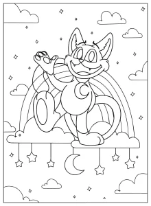 coloriage CatNap à imprimer pour enfant de 3 ans