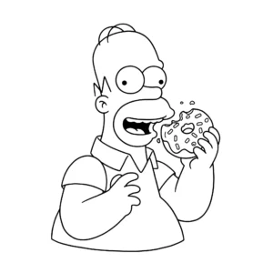 coloriage Homer mange un donut d