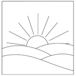 image pour coloriage Lever de soleil sur la montagne enfant