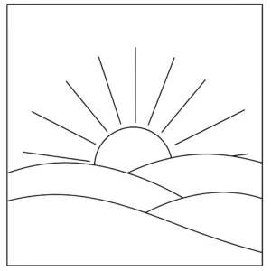 image pour coloriage Lever de soleil sur la montagne enfant