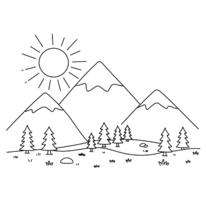 coloriage Montagnes majestueuses pour enfants à télécharger