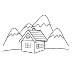 coloriage Petite maison à la montagne à imprimer pdf gratuit