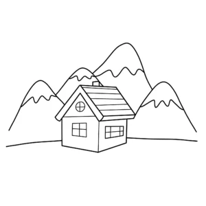 coloriage Petite maison à la montagne à imprimer pdf gratuit