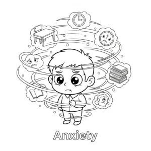 coloriage Anxiété et ses souvenirs tourbillonnants et apprentissage