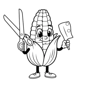 coloriage CraftyCorn avec des ciseaux à imprimer gratuit