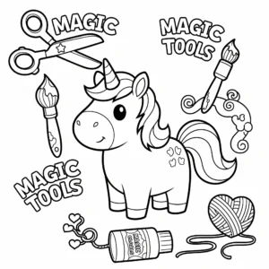 coloriage CraftyCorn et ses Outils Magiques pour enfants a imprimer gratuit