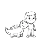 coloriage George et son dinosaure à imprimer pour enfants