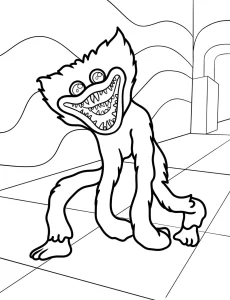 coloriage Huggy Wuggy à imprimer kawaii