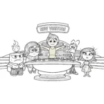 coloriage Le QG des émotions avec un panneau Nouveaux Visiteurs pour enfant de 6 ans