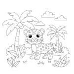 coloriage Léopard et la Jungle et dessins