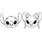 coloriage Les visages de Stitch et Angel côte à côte à imprimer gratuit