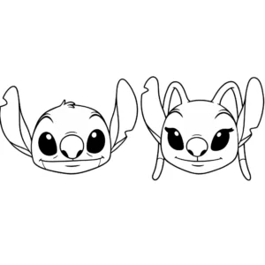 coloriage Les visages de Stitch et Angel côte à côte à imprimer gratuit