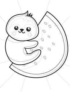 coloriage Pastèque pour enfants a imprimer gratuit