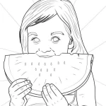 coloriage Pastèque à imprimer pour enfant de 4 ans