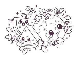 coloriage Pastèque pour enfant de 8 ans
