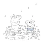 coloriage Peppa et George pour enfant de 3 ans