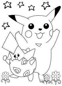 coloriage Pikachu pour enfants a imprimer gratuit