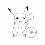 coloriage Pikachu et une Poké Ball en ligne
