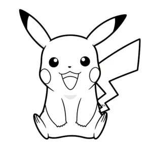 coloriage Pikachu souriant d