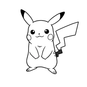 coloriage Silhouette simple de Pikachu à imprimer kawaii