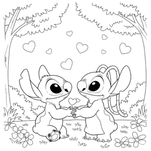 coloriage Stitch et Angel pour enfant gratuit
