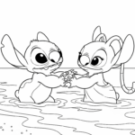 coloriage Stitch et Angel pour enfant a imprimer gratuit