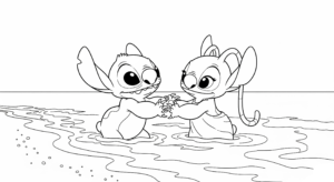 coloriage Stitch et Angel pour enfant a imprimer gratuit
