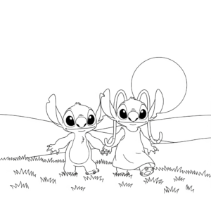 coloriage Stitch et Angel pour enfants