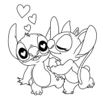 coloriage Stitch et Angel pour enfants a imprimer gratuit
