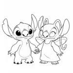 a imprimer coloriage Stitch et Angel se tenant la main gratuit