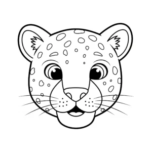 coloriage Tête de Léopard en Gros Plan et decoupage a imprimer gratuit