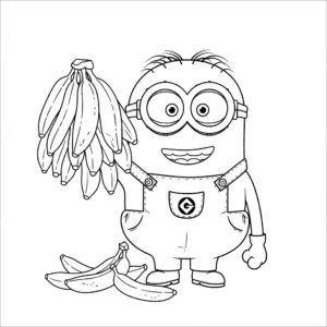 coloriage Un Minion Géant avec des Bananes et dessins