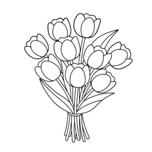 imprimer coloriage Un bouquet de tulipes gratuit