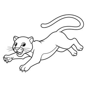 coloriage Une panthère qui saute à imprimer pour enfant de 10 ans