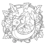 coloriage Vipélierre avec un fond de feuilles et de vignes à imprimer